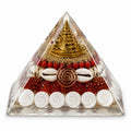 Shree Yantra Orgone Pyramid with Kauri Shells & Rudraksha