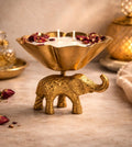 Golden Elephant Lotus Urli Candle