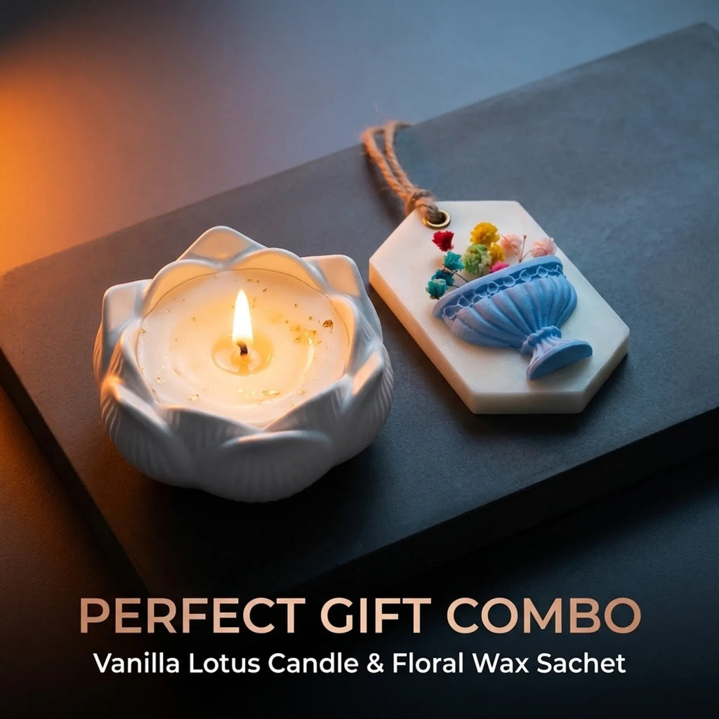 Lotus Candle & Vanilla Sachet Gift Set