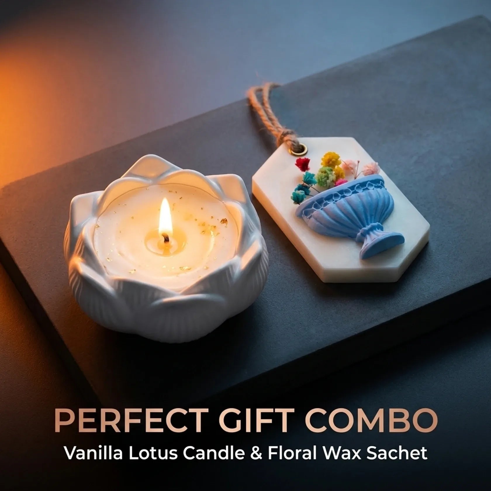 Lotus Candle & Vanilla Sachet Gift Set