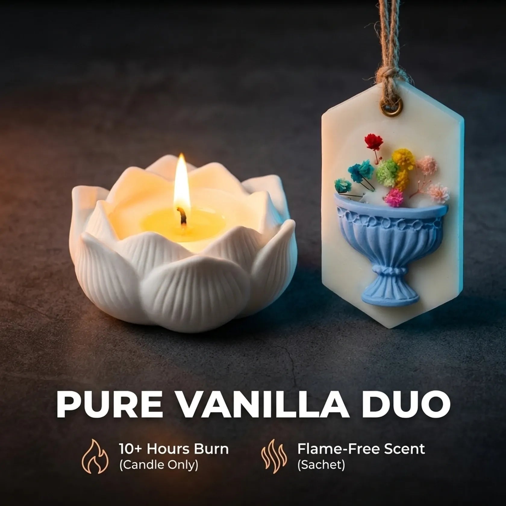 Lotus Candle & Vanilla Sachet Gift Set