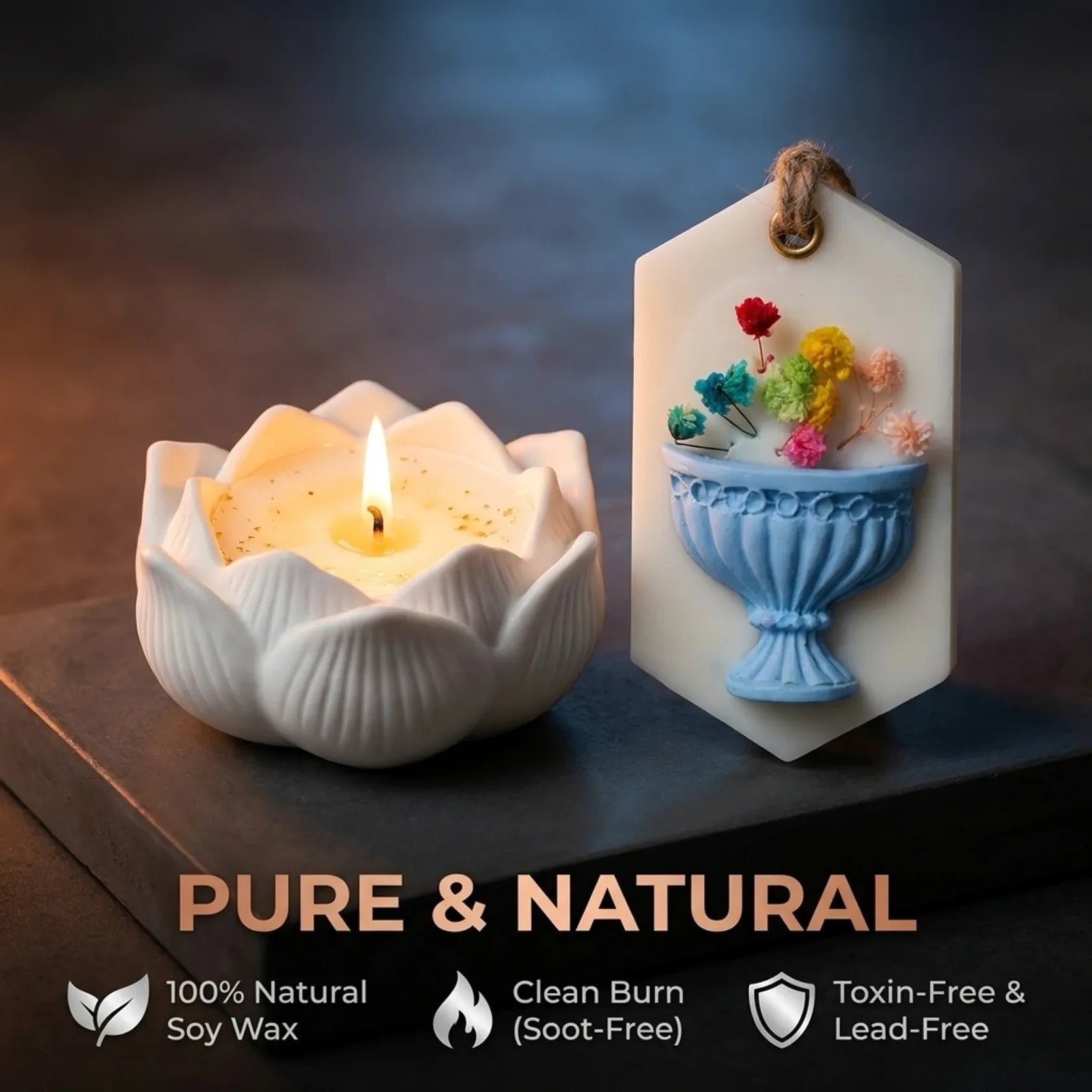 Lotus Candle & Vanilla Sachet Gift Set