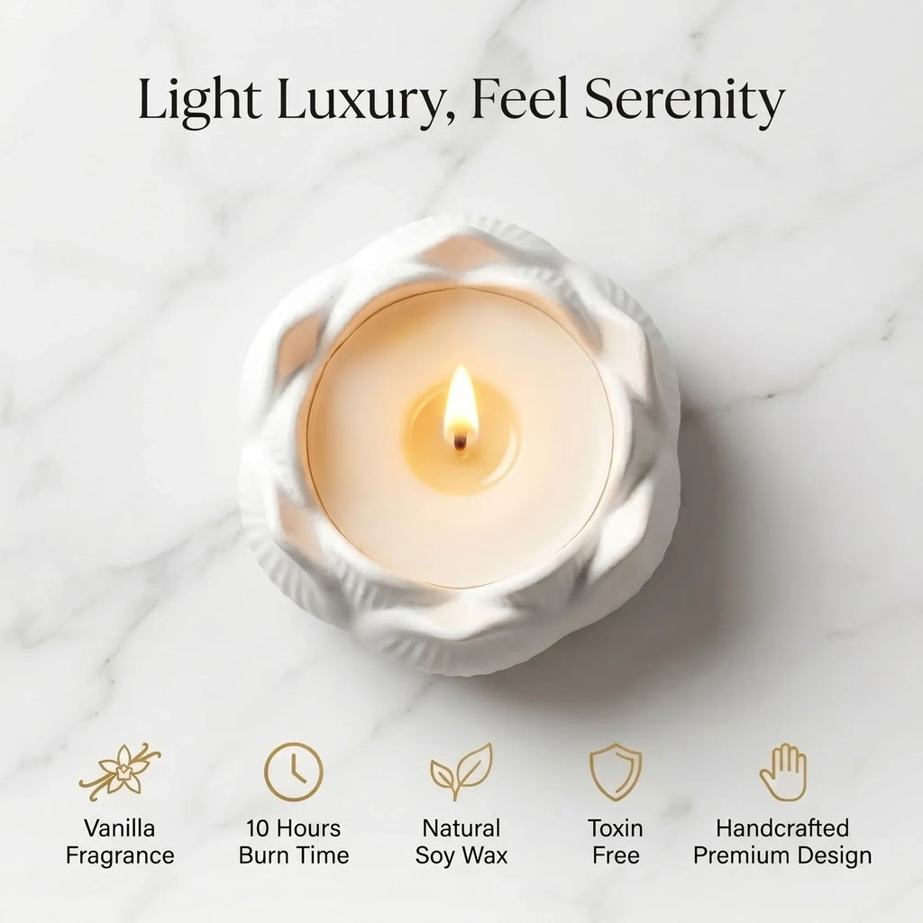 Lotus Ceramic Vanilla Candle