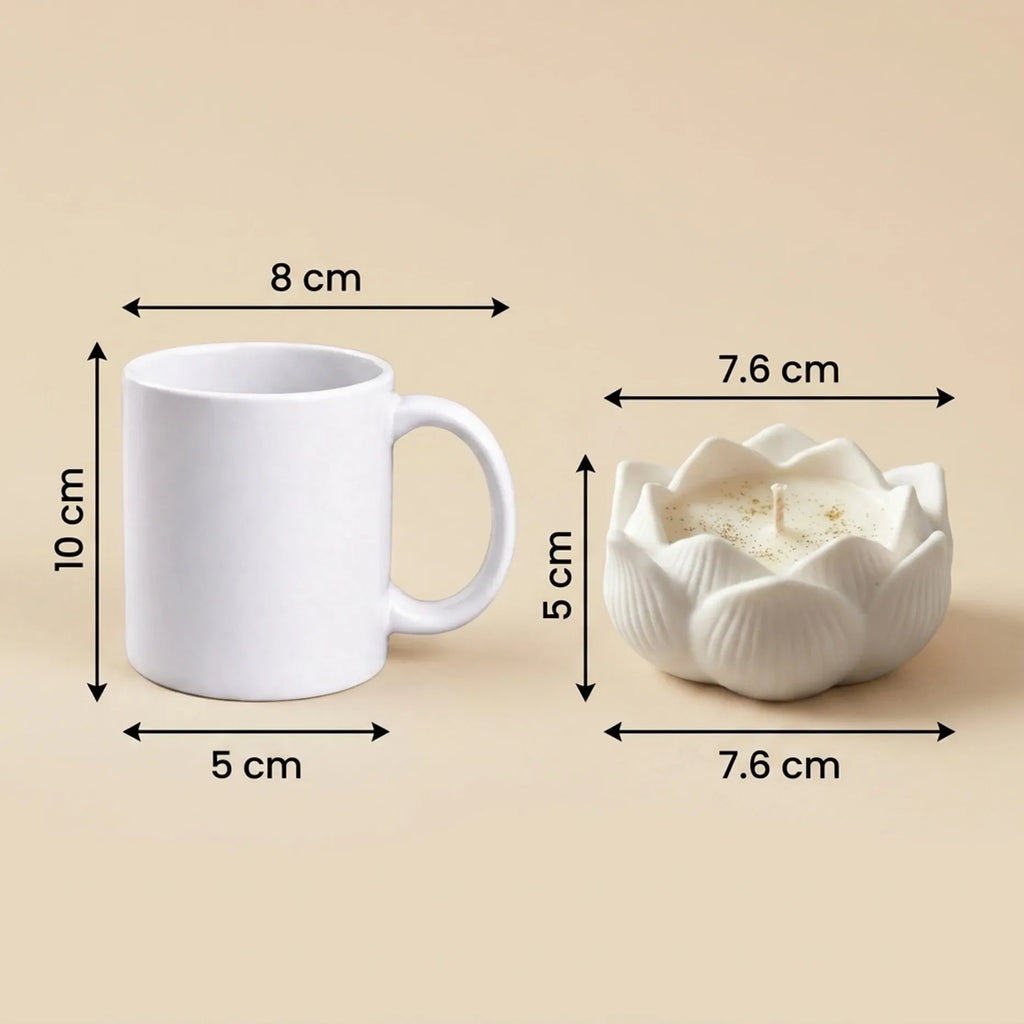 Lotus Candle & Ceramic Mug Gift Set