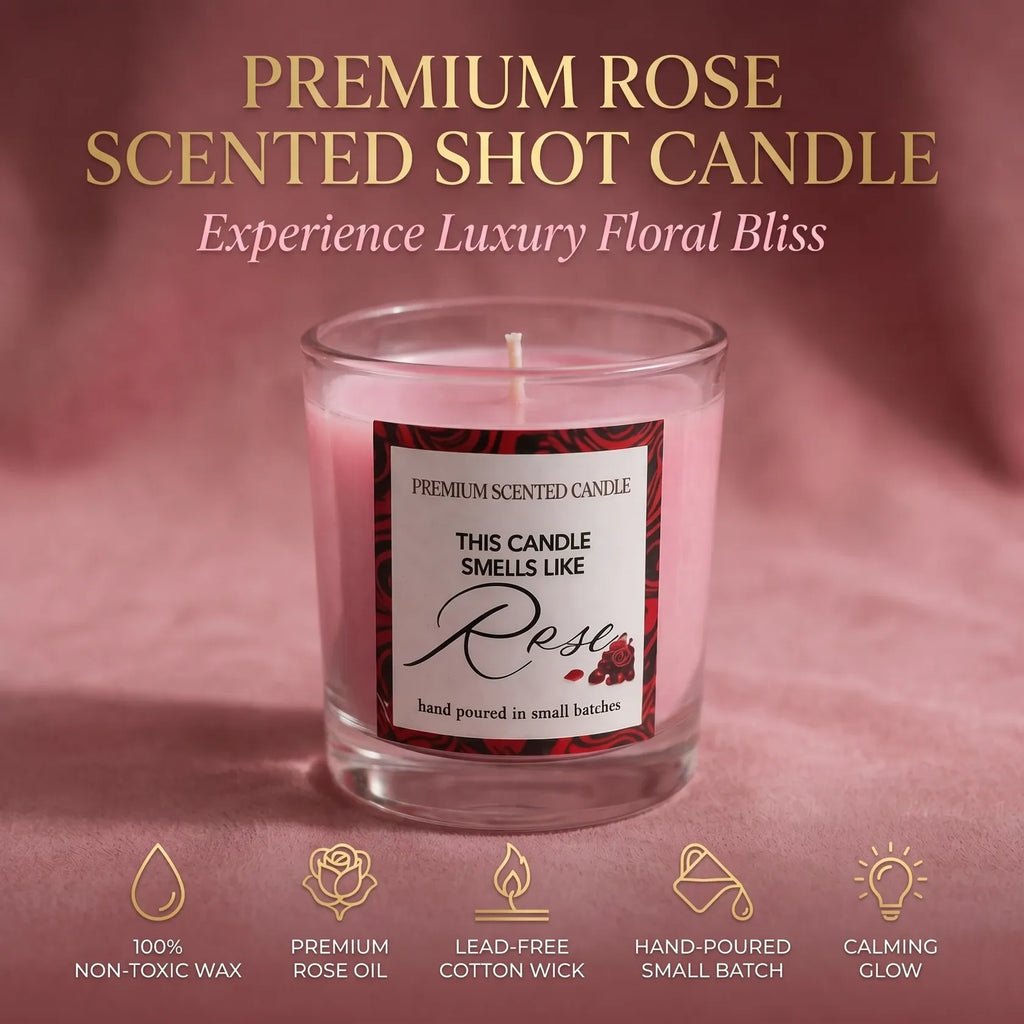 Premium Rose Scented Shot Candle Pack of 2