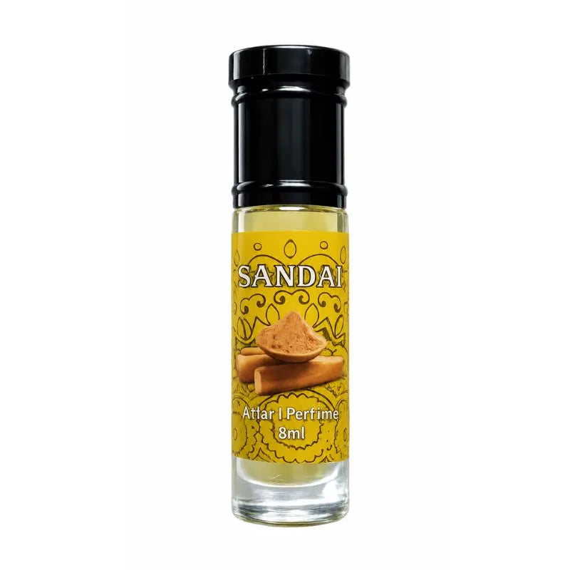 Pure Sandalwood Roll-On Attar Perfume Oil (8ml) – Alcohol-Free Fragrance