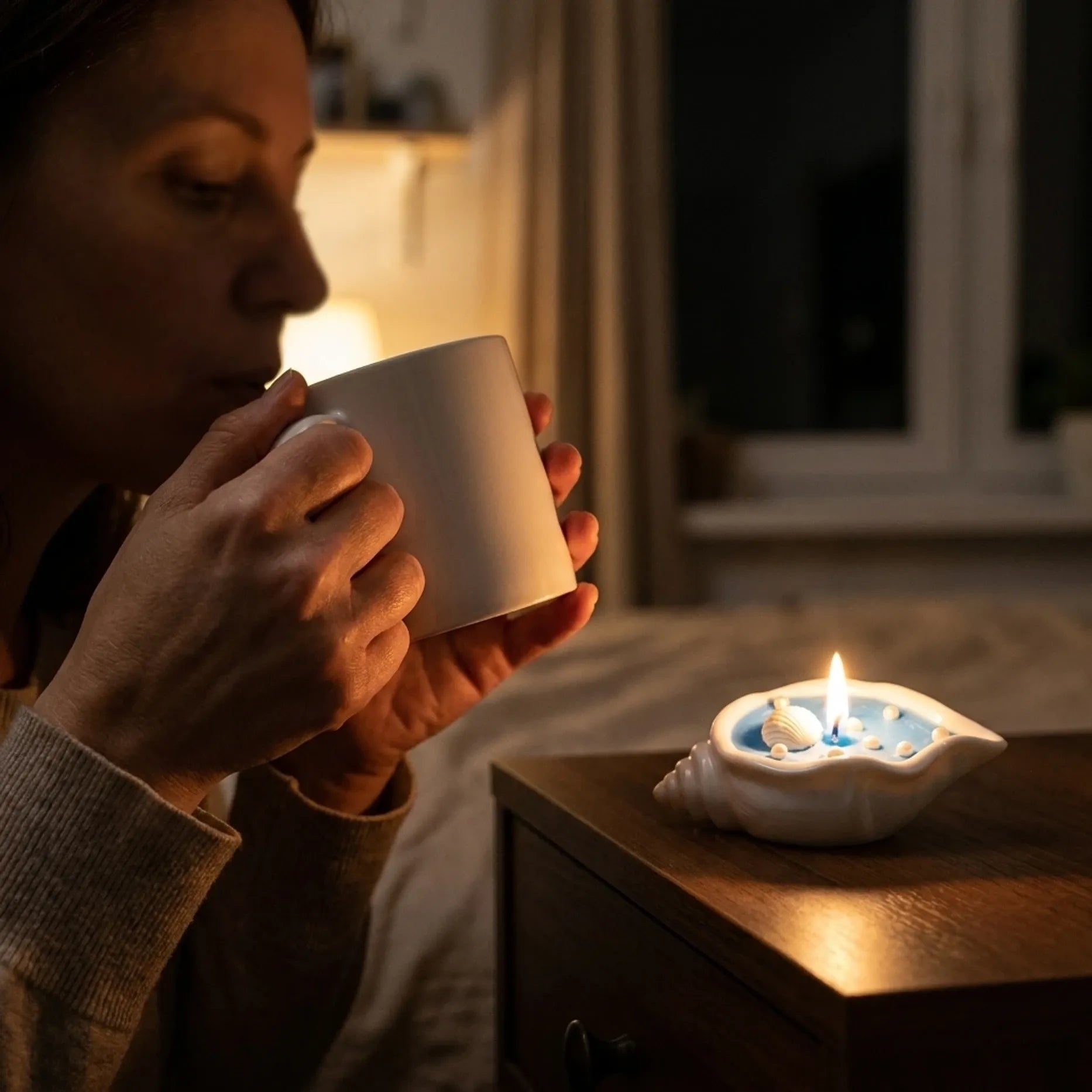 Shell Candle & Ceramic Mug Gift Set