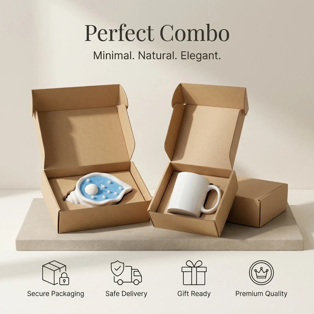 Shell Candle & Ceramic Mug Gift Set