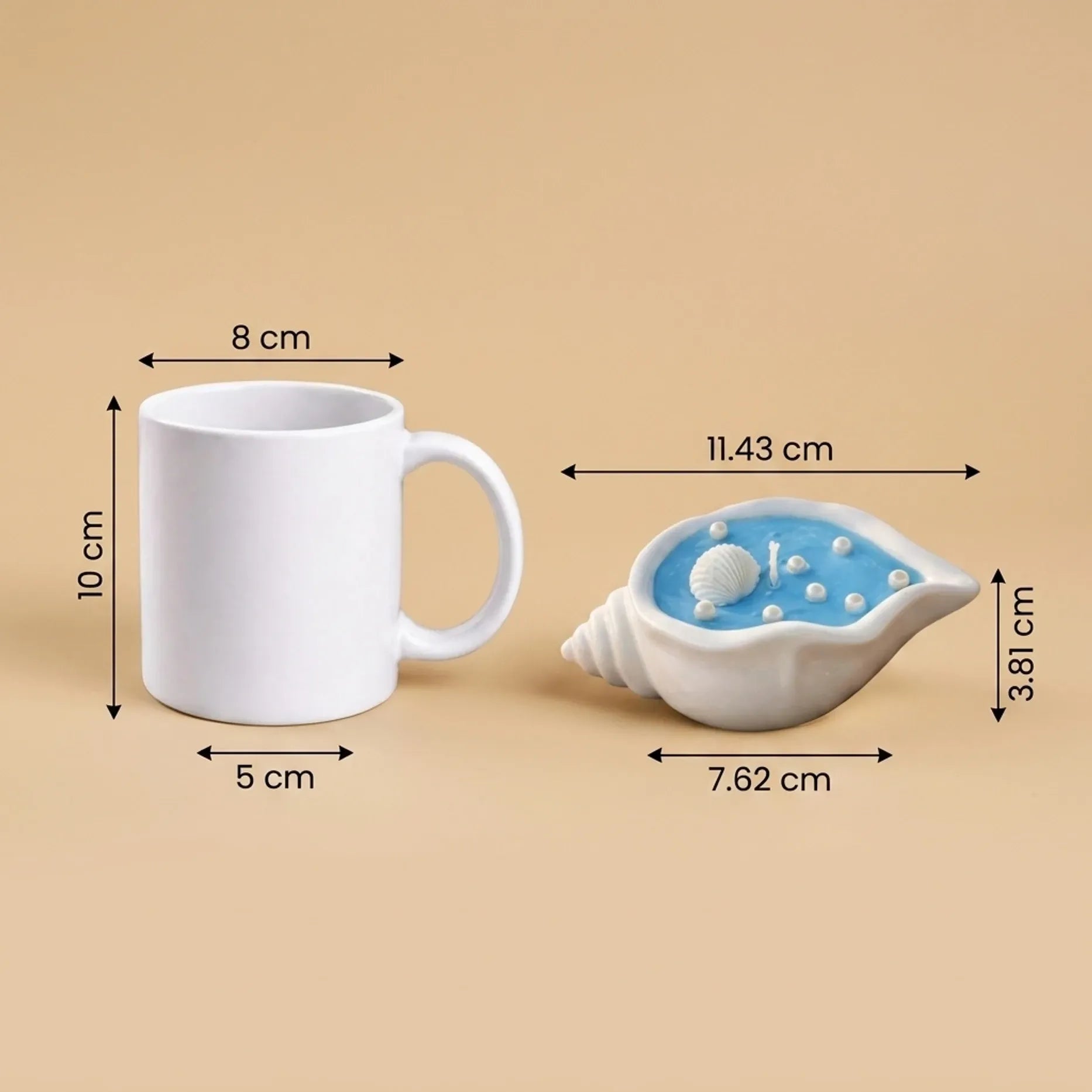 Shell Candle & Ceramic Mug Gift Set
