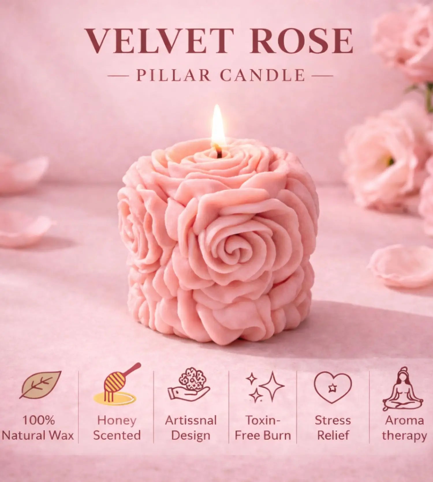 Rose Pillar Scented Candle