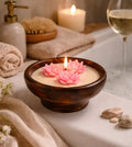 Wooden Bowl Floating Lotus Candle