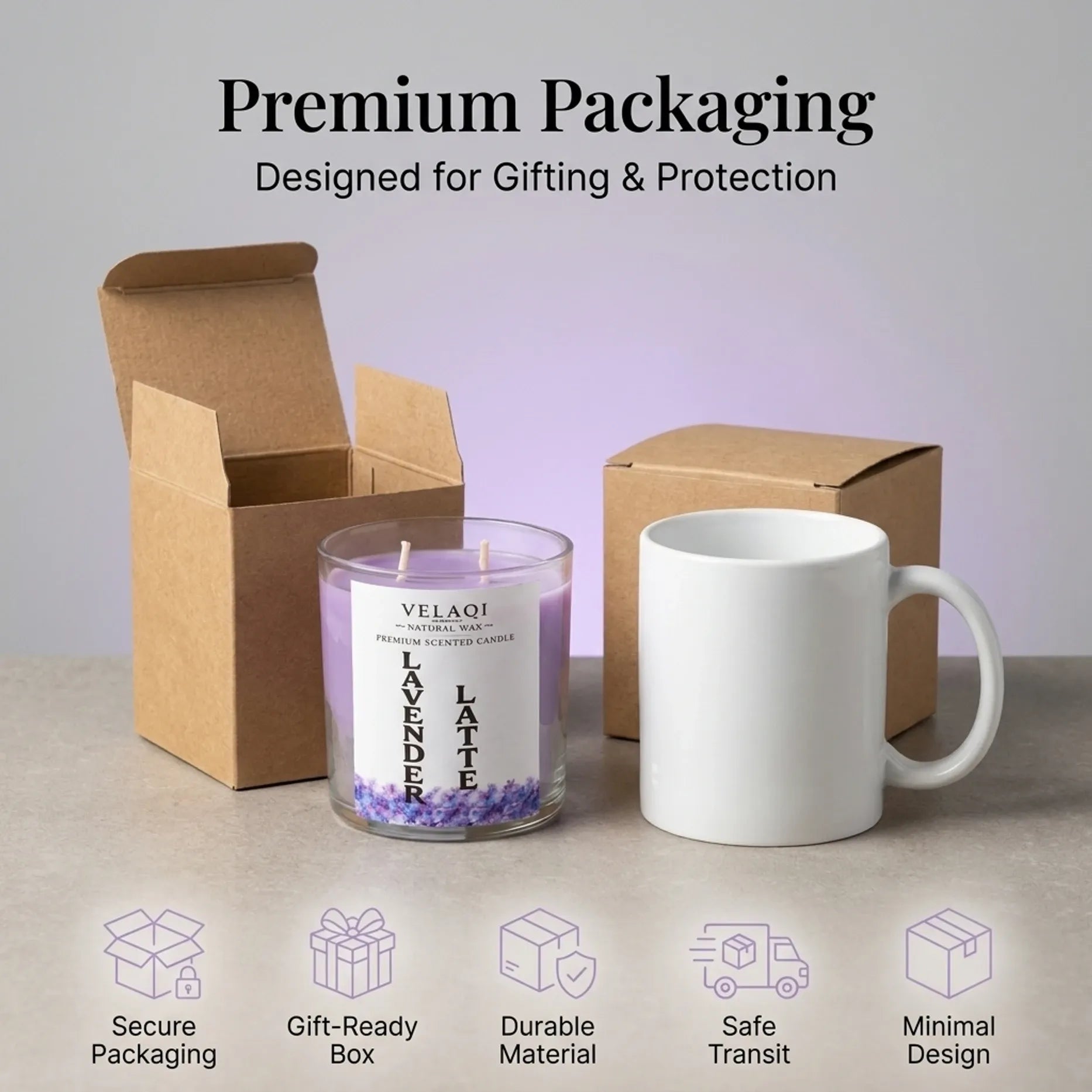 Lavender Latte Candle & Ceramic Mug Gift Set