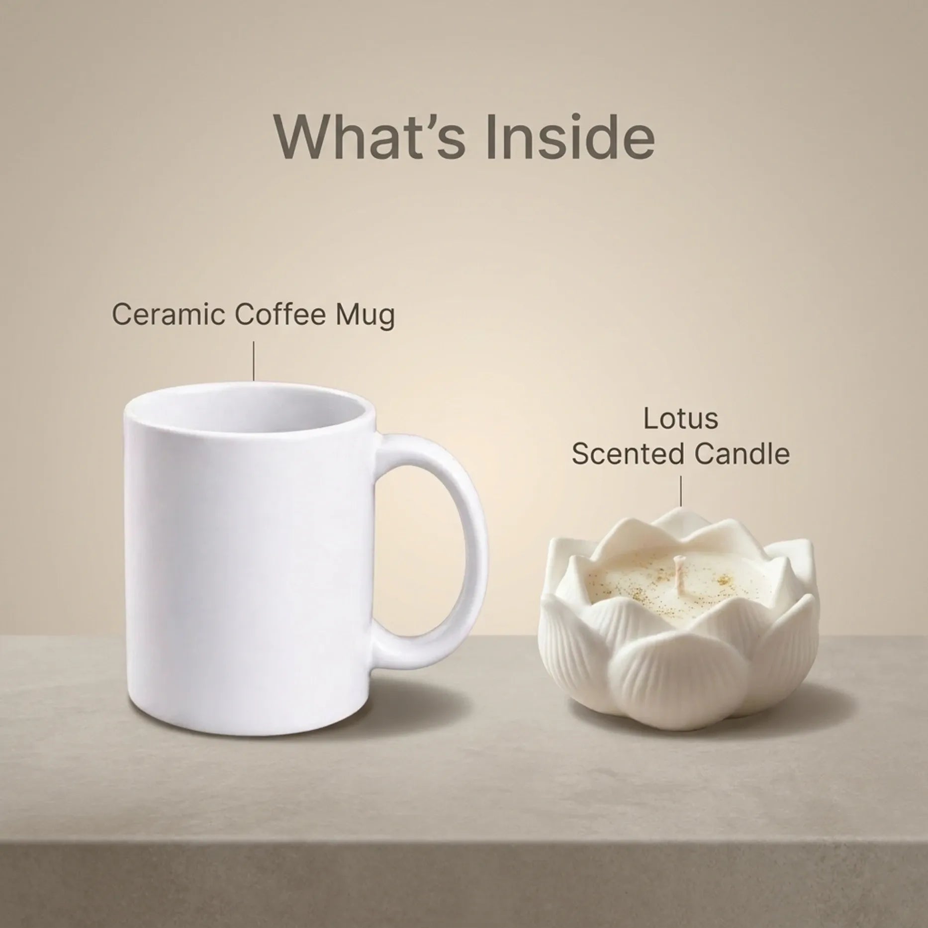 Lotus Candle & Ceramic Mug Gift Set